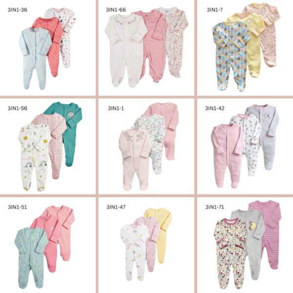 New Sleepsuit Baby Girl 3in1 MMPS Premium Import Untuk Anak Perempuan - Gambar 2