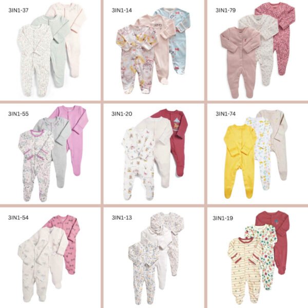 New Sleepsuit Baby Girl 3in1 MMPS Premium Import Untuk Anak Perempuan - Gambar 3