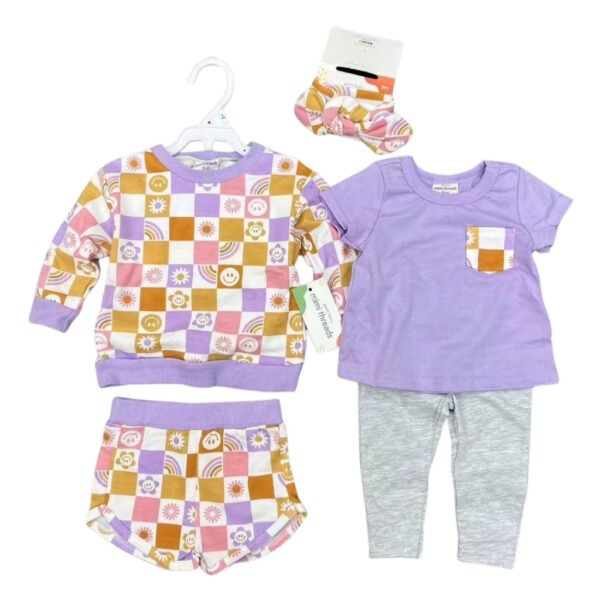 MiniT Setelan Baby Girl Set 5in1 Motif Bunga Bunga Premium Import Untuk Anak Usia 3 Sampai 24 Bulan - Gambar 3