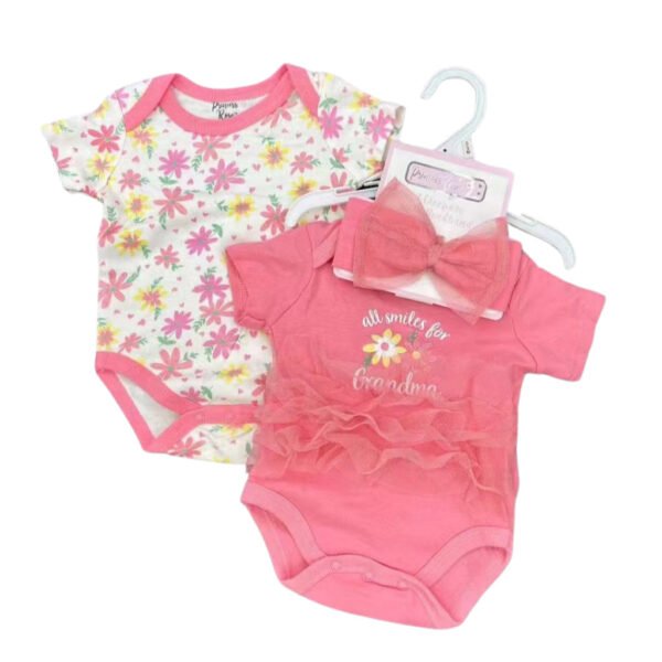 Tiny 3IN1 Bodysuit Baby Cewe Dapat Bendo Bahan Katun Untuk Anak Perempuan Usia Newborn Sampai 9 Bulan - Gambar 5