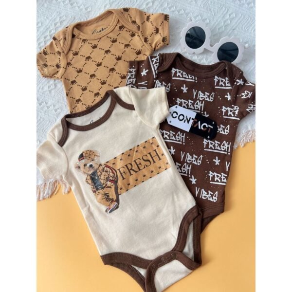 Bodysuit Lengan Pendek Isi 3 Baby Boy dan Girl Bahan Katun Untuk Anak Laki Laki dan Perempuan Usia Newborn Sampai 9 Bulan - Gambar 16