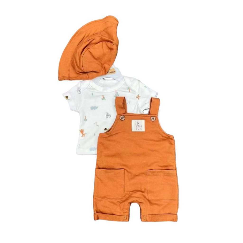 Set Overall 3IN1 Baby Boy Dapat Topi Bahan Katun Premium Import Untuk Anak Laki- Laki Usia Newborn Sampai 24 Bulan - Gambar 4