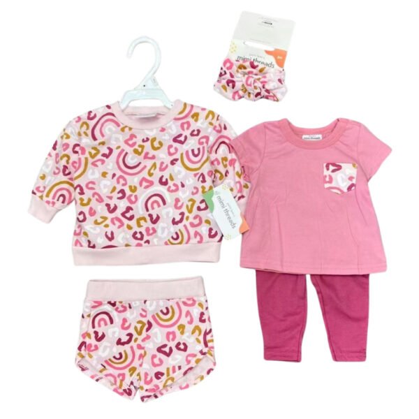 MiniT Setelan Baby Girl Set 5in1 Motif Bunga Bunga Premium Import Untuk Anak Usia 3 Sampai 24 Bulan - Gambar 5