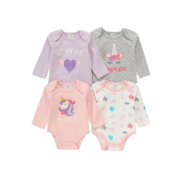 New Bodysuit Lengan Panjang Baby Girl dan Baby Boy 4in1 Premium Import Untuk Anak Usia Newborn Sampai 9 Bulan - Gambar 3