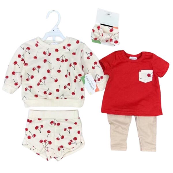 MiniT Setelan Baby Girl Set 5in1 Motif Bunga Bunga Premium Import Untuk Anak Usia 3 Sampai 24 Bulan - Gambar 4