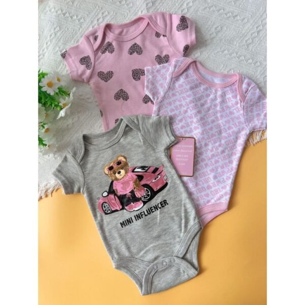 Bodysuit Lengan Pendek Isi 3 Baby Boy dan Girl Bahan Katun Untuk Anak Laki Laki dan Perempuan Usia Newborn Sampai 9 Bulan - Gambar 4