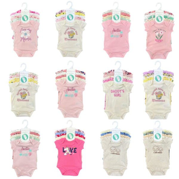 YOURBABYNEEDS Bodysuit Jumper Lengan Pendek Bayi Perempuan dan Bayi Cowok 5in1 Motif Karakter Lucu Berbahan Katun Adem Premium Import Nyaman Digunakan Untuk Bayi Usia Baru Lahir Newborn Sampai 9 Bulan Baru