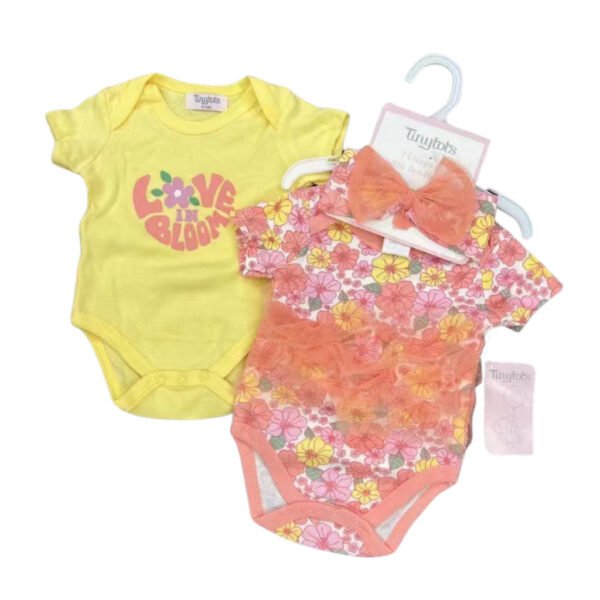 Tiny 3IN1 Bodysuit Baby Cewe Dapat Bendo Bahan Katun Untuk Anak Perempuan Usia Newborn Sampai 9 Bulan - Gambar 6