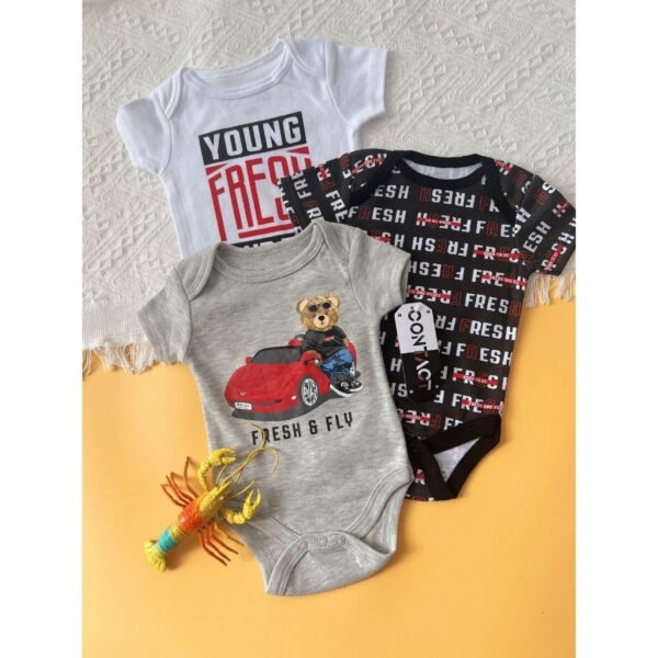 Bodysuit Lengan Pendek Isi 3 Baby Boy dan Girl Bahan Katun Untuk Anak Laki Laki dan Perempuan Usia Newborn Sampai 9 Bulan - Gambar 6