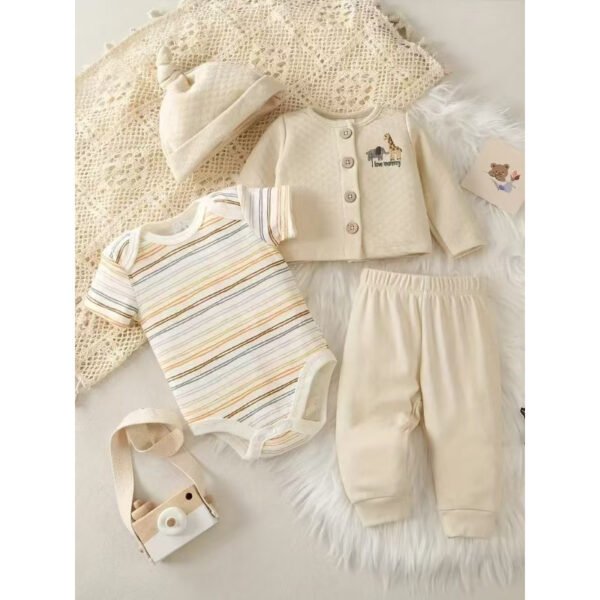 PF Baby Boy Dan Baby Girl Set 4in1 Bulu Motif Lucu Premium Import Untuk Anak Usia Newborn Sampai 9 Bulan - Gambar 5