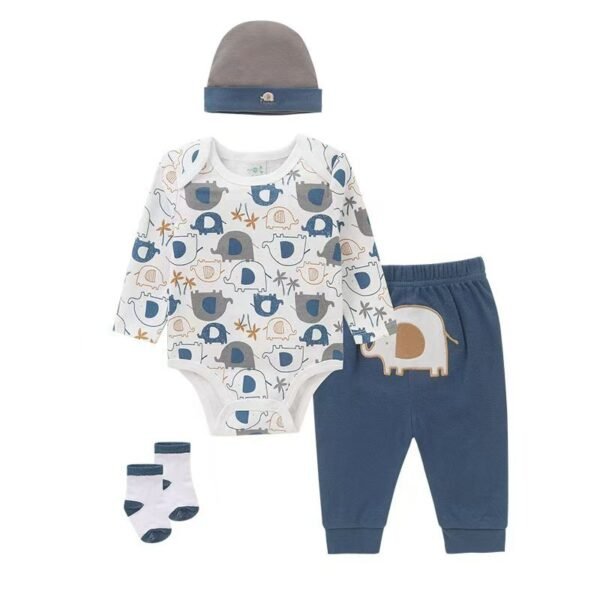 PF 4in1 Bodysuit dan Celana Dapat Topi Kaos Kaki Bahan Premium Import Digunakan Anak Newborn Sampai 12 Bulan - Gambar 9