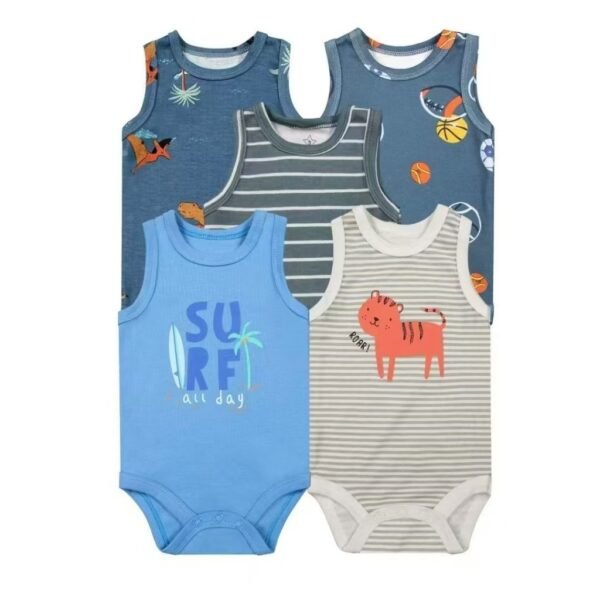 Set Bodysuit Kutung 5IN1 Baby Girl dan Boy Bahan Katun Untuk Anak Laki-Laki dan Perempuan Usia Newborn Sampai 12 Bulan - Gambar 7