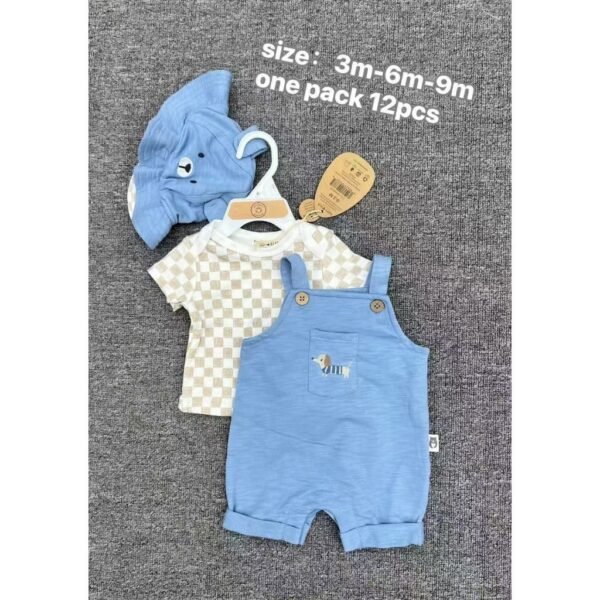 RB Set Overall 3IN1 Baby Boy Dapat Topi Bahan Katun Premium Import Untuk Anak Laki- Laki Usia Newborn Sampai 12 Bulan - Gambar 5