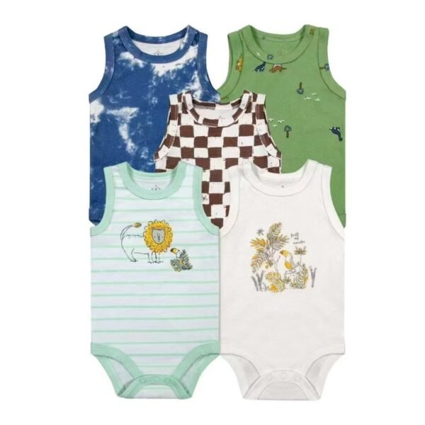 Set Bodysuit Kutung 5IN1 Baby Girl dan Boy Bahan Katun Untuk Anak Laki-Laki dan Perempuan Usia Newborn Sampai 12 Bulan - Gambar 5