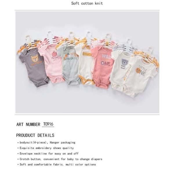Bodysuit Set Baby Girl dan Baby Boy 4in1 Motif Karakter Premium Import Untuk Anak Usia Newborn Sampai 9 Bulan