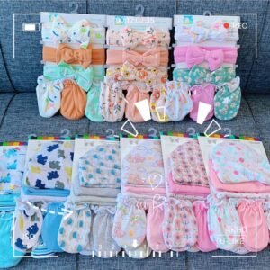 Topi Bayi Bendo Bayi Sarung Tangan Bayi Baru Lahir Isi 6pcs Berbahan Lembut Kualitas Premium Import Motif Random