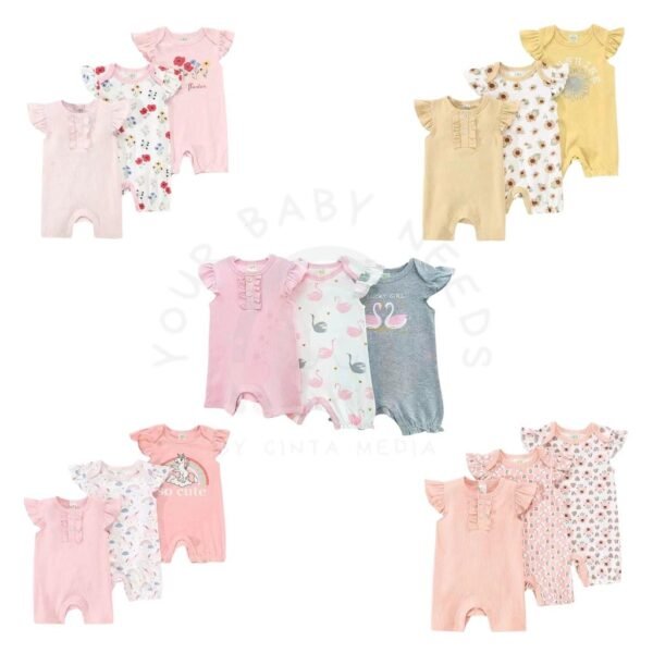 Romper Bodysuit Anak Perempuan Full Motif Karakter Bahan Premium Import Untuk Anak Usia Newborn Sampai 18 Bulan