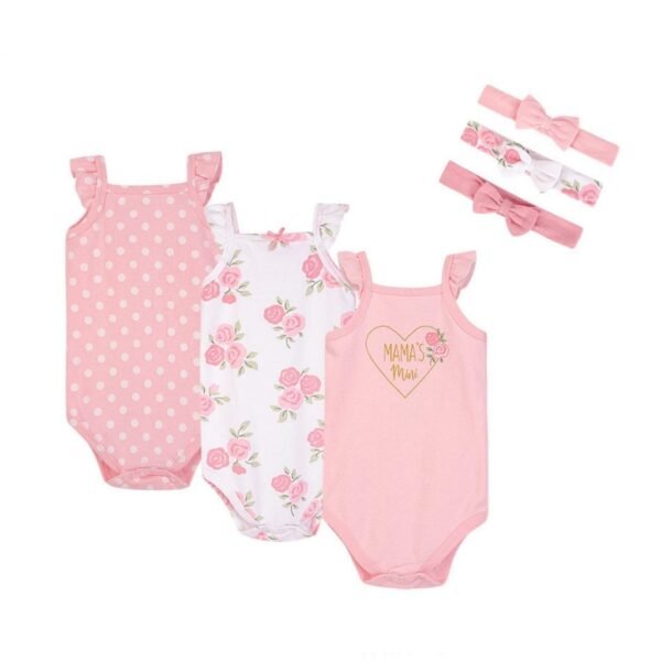 Set Bodysuit Kutung 5IN1 Baby Cowo dan Cewe Dapat Bandana Pita Bahan Katun Untuk Anak Laki-Laki dan Perempuan Usia Newborn Sampai 12 Bulan - Gambar 5