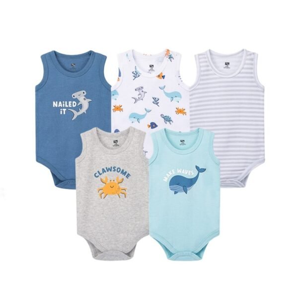 Set Bodysuit Kutung 5IN1 Baby Cowo dan Cewe Dapat Bandana Pita Bahan Katun Untuk Anak Laki-Laki dan Perempuan Usia Newborn Sampai 12 Bulan - Gambar 14