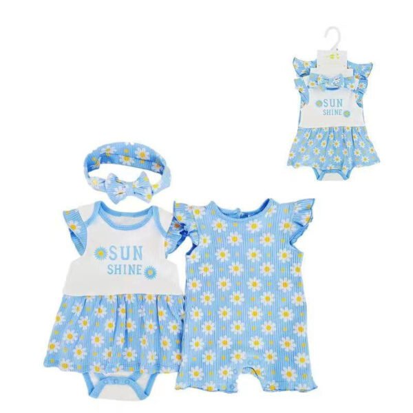 PF Baby Girl Set 3in1 Bodysuit Rok Jumper Dapat Bendo  Premium Import Untuk Anak Usia Newborn Sampai 9 Bulan - Gambar 4