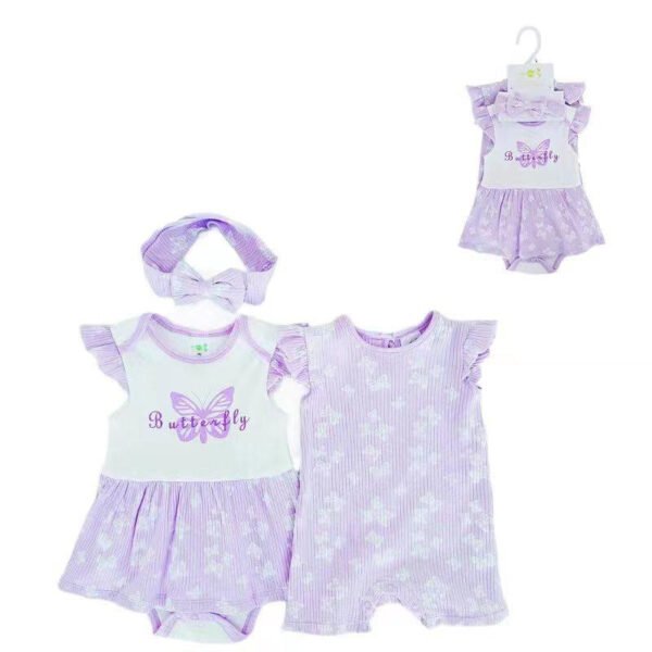PF Baby Girl Set 3in1 Bodysuit Rok Jumper Dapat Bendo  Premium Import Untuk Anak Usia Newborn Sampai 9 Bulan - Gambar 5