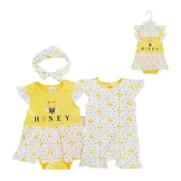 PF Baby Girl Set 3in1 Bodysuit Rok Jumper Dapat Bendo  Premium Import Untuk Anak Usia Newborn Sampai 9 Bulan - Gambar 3