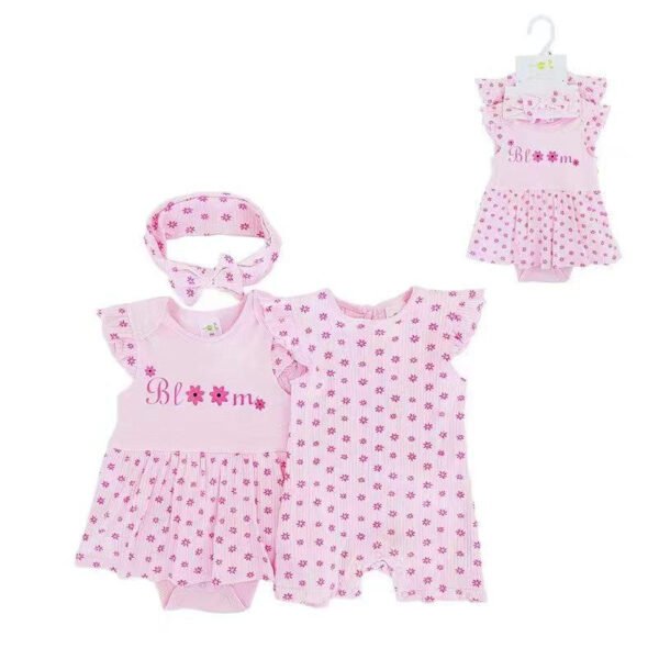 PF Baby Girl Set 3in1 Bodysuit Rok Jumper Dapat Bendo  Premium Import Untuk Anak Usia Newborn Sampai 9 Bulan - Gambar 6
