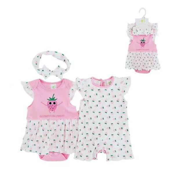 PF Baby Girl Set 3in1 Bodysuit Rok Jumper Dapat Bendo  Premium Import Untuk Anak Usia Newborn Sampai 9 Bulan - Gambar 2