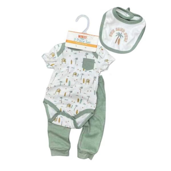 Setelan Bodysuit Bayi  Lengan Pendek Dapat Bib Atau Pita Lucu Bahan Katun Premium Untuk Anak Usia Newborn Sampai 12 Bulan - Gambar 3