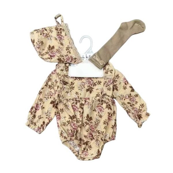 Set Bodysuit Lengan Panjang 3IN1 Baby Cewe Dapat Kaos Kaki dan Topi Motif Bunga Bahan Katun Untuk Anak Perempuan Usia Newborn Sampai 18 Bulan - Gambar 7