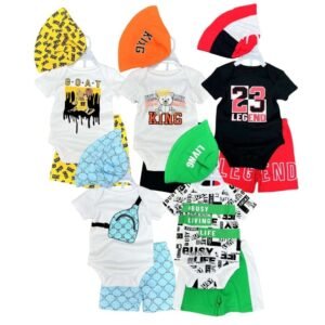 Set Bodysuit 3IN1 Baby Boy Dapat Bucket Hat Bahan Katun Premium Import Untuk Anak Laki- Laki Usia Newborn Sampai 9 Bulan