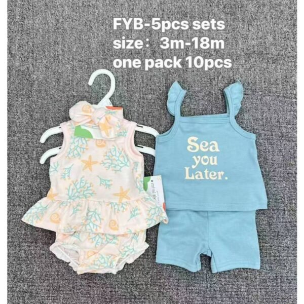 Baby Set 5in1 Anak Perempuan Full Motif Karakter Premium Import Untuk Anak Usia Newborn Sampai 18 Bulan - Gambar 8