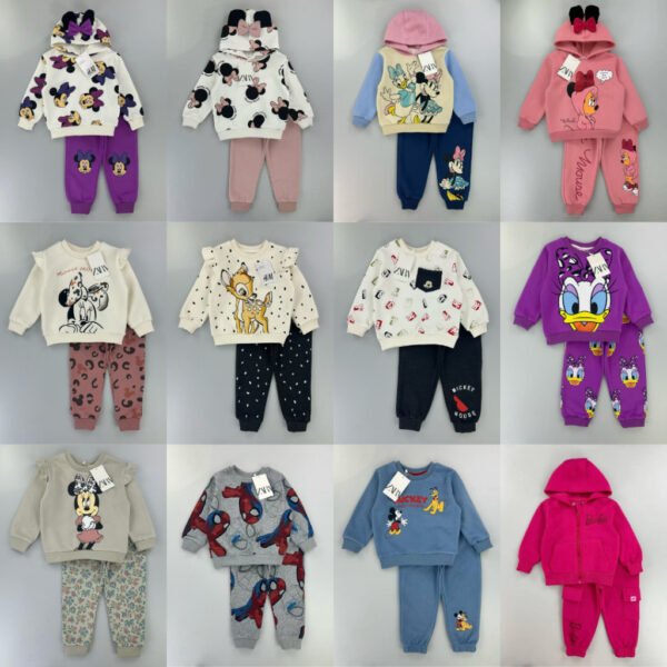ZRR Setelan Baju Dan Celana Lengan Panjang Motif Karakter Kartun Lucu Bahan Katun Untuk Anak Perempuan dan Laki Laki Usia 2 Tahun Sampai 7 Tahun