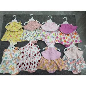 New Baby Set Dress 3in1 Motif Bunga Dapat Topi Premium Import Untuk Anak Perempuan Usia Newborn Sampai 24 Bulan Bayi