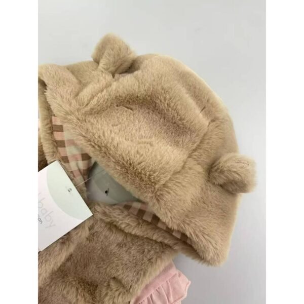 Setelan 4in1 Bodysuit Lengan Panjang Baby Cewe Dapat Vest Bulu Topi Lucu Bahan Katun Untuk Anak Perempuan Usia Newborn Sampai 12 Bulan - Gambar 6
