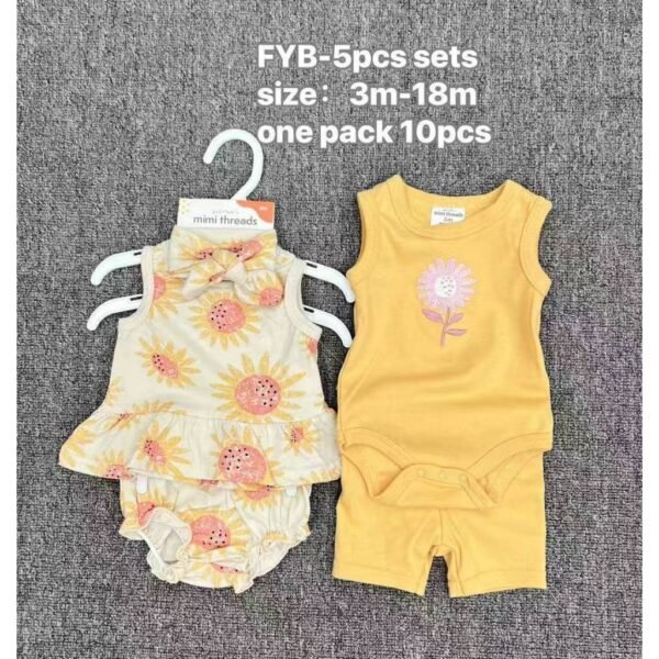 Baby Set 5in1 Anak Perempuan Full Motif Karakter Premium Import Untuk Anak Usia Newborn Sampai 18 Bulan - Gambar 4
