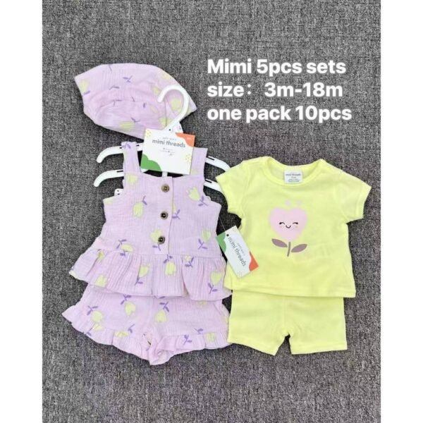 2Set Setelan Dapat Topi Bayi Perempuan Kualitas Premium Import Untuk Anak Usia Newborn Sampai 18 Bulan - Gambar 2