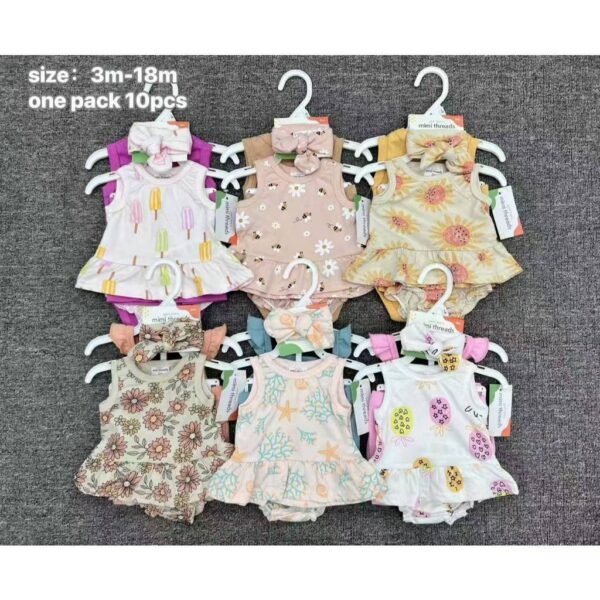 Baby Set 5in1 Anak Perempuan Full Motif Karakter Premium Import Untuk Anak Usia Newborn Sampai 18 Bulan