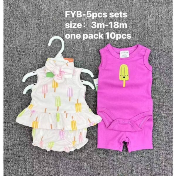 Baby Set 5in1 Anak Perempuan Full Motif Karakter Premium Import Untuk Anak Usia Newborn Sampai 18 Bulan - Gambar 3
