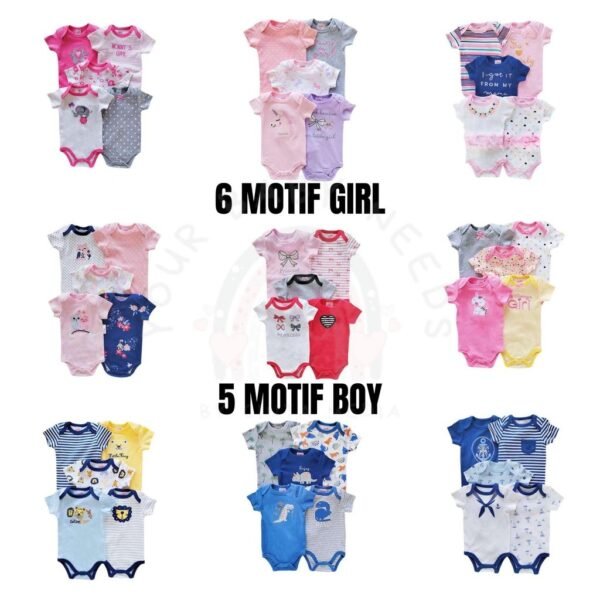 Bodysuit 5IN1 Baby Boy Dan Baby Girl Full Motif Premium Import Untuk Anak Perempuan Usia Newborn Sampai 3 Tahun - Gambar 2