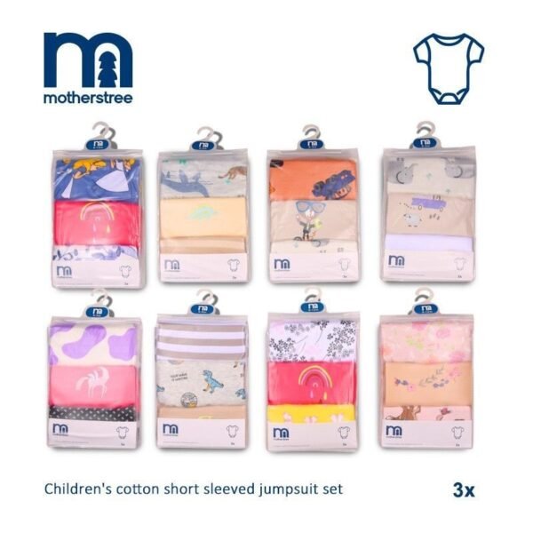 Paket MT 3in1 untuk Bayi Baru Lahir - 36 Bulan, Bodysuit Lengan Pendek Motif Mix untuk Bayi Perempuan dan Laki-laki - Gambar 10