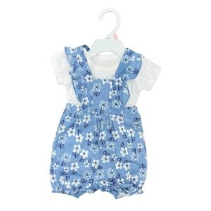 Set Jumper 2IN1 Lengan Pendek Baby Cewe Bahan Katun Motif Bunga Untuk Anak Perempuan Usia Newborn Sampai 12 Bulan