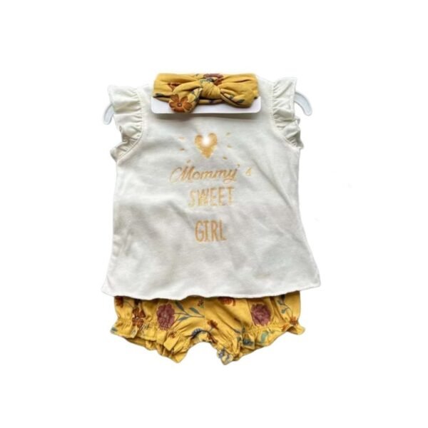Setelan Bayi 3in1 Celana Pendek Dapat Bendo Premium Import Untuk Anak Perempuan Usia Newborn Sampai 2 Tahun - Gambar 5