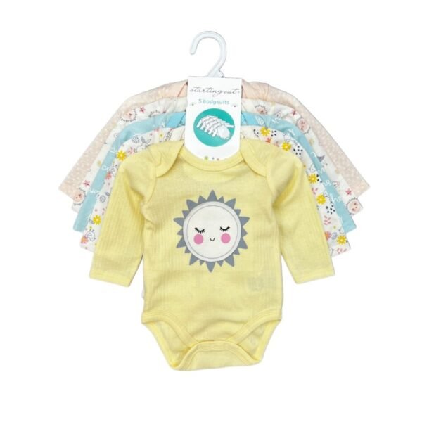Bodysuit Lengan Panjang 5in1 Bayi Laki-Laki dan Perempuan Bahan Katun Premium Untuk Anak Usia Newborn - 9 Bulan - Gambar 2