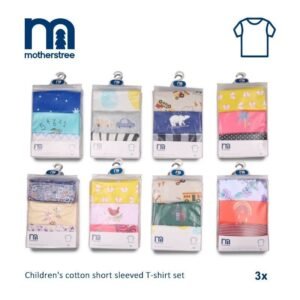 Paket MT 3in1 untuk Bayi Baru Lahir - 36 Bulan, Atasan Lengan Pendek Motif Mix untuk Bayi Perempuan dan Laki-laki