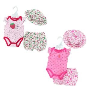 Setelan Bayi Perempuan 3in1 Celana Pendek Dapat Topi Full Motif Lucu Bahan Katun Premium Untuk Anak Perempuan Usia Newborn Sampai 9 Bulan