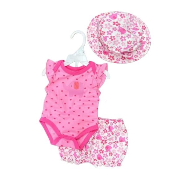 Setelan Bayi Perempuan 3in1 Celana Pendek Dapat Topi Full Motif Lucu Bahan Katun Premium Untuk Anak Perempuan Usia Newborn Sampai 9 Bulan - Gambar 3