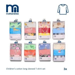 Paket MT 3in1 untuk Bayi Baru Lahir - 36 Bulan, Atasan Lengan Panjang Motif Mix untuk Bayi Perempuan dan Laki-laki