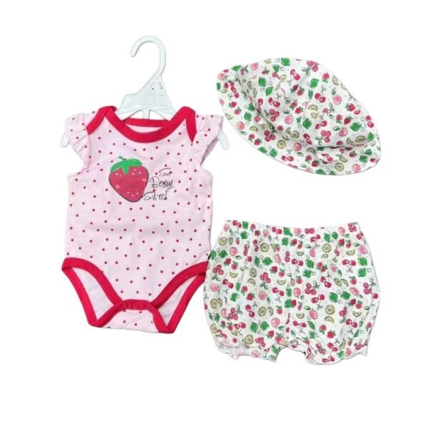 Setelan Bayi Perempuan 3in1 Celana Pendek Dapat Topi Full Motif Lucu Bahan Katun Premium Untuk Anak Perempuan Usia Newborn Sampai 9 Bulan - Gambar 5